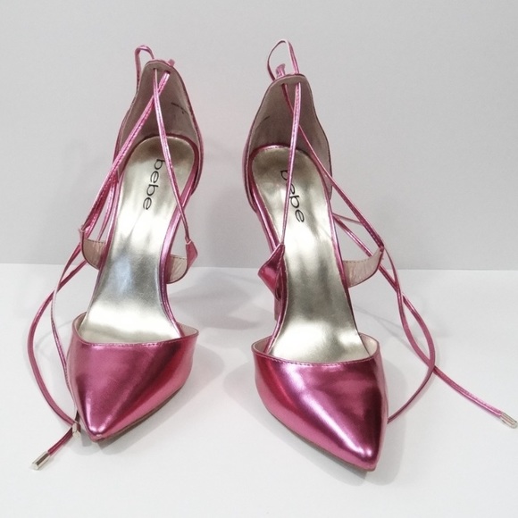 Bebe// metallic lace up heels size 8 - Picture 3 of 8